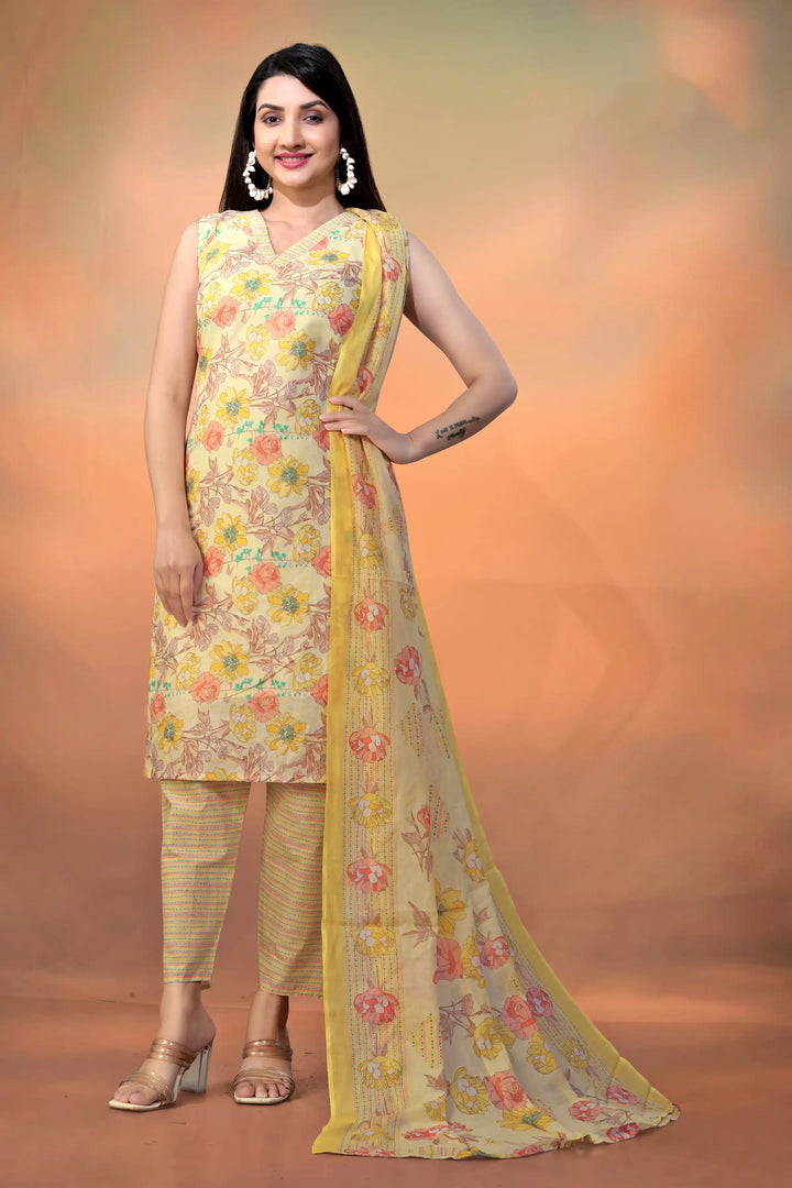 Floral Cambric Cotton Salwar Kameez | Mal Cotton Dupatta Casual Ethnic Wear