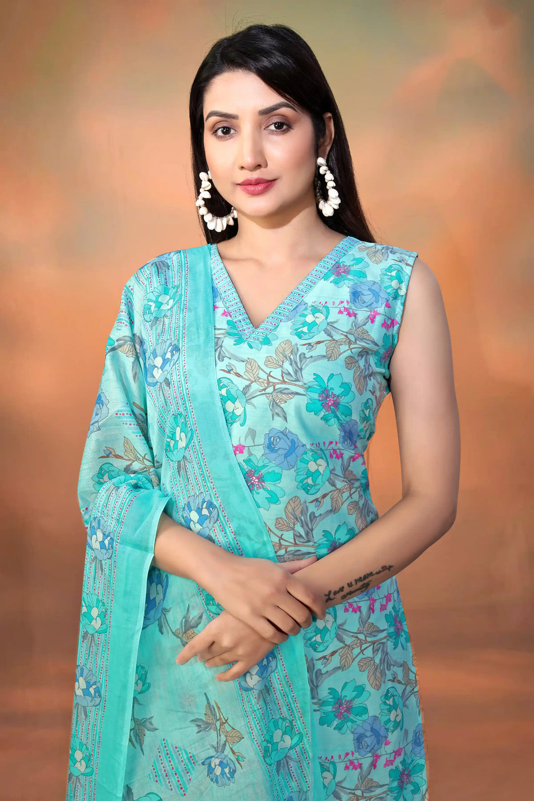 Floral Cambric Cotton Salwar Kameez | Mal Cotton Dupatta Casual Ethnic Wear
