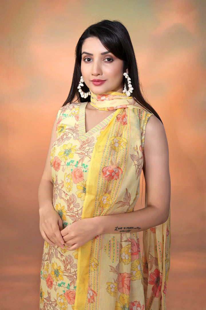 Floral Cambric Cotton Salwar Kameez | Mal Cotton Dupatta Casual Ethnic Wear