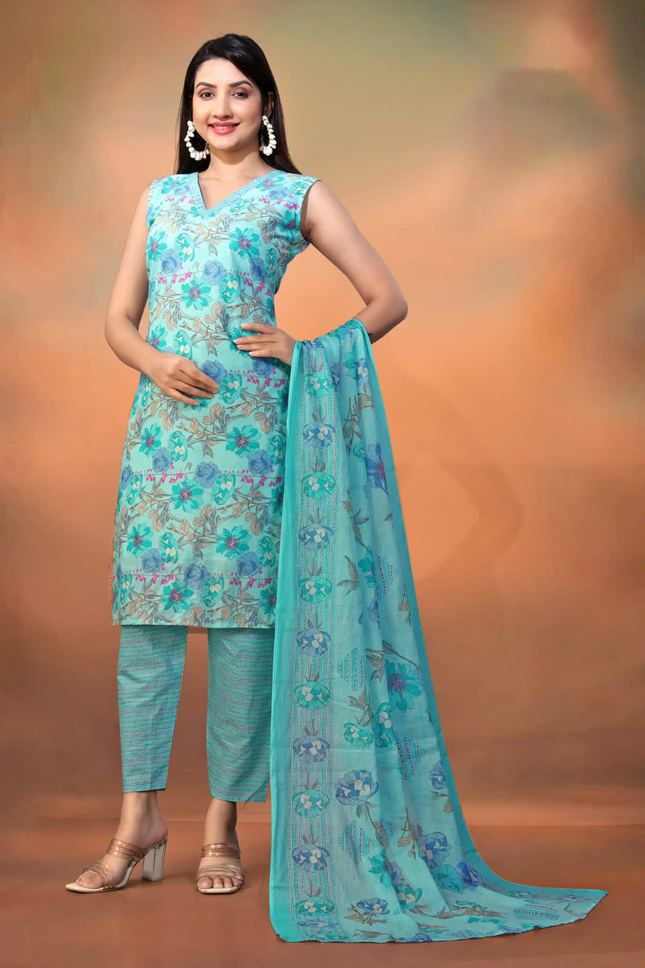 Floral Cambric Cotton Salwar Kameez | Mal Cotton Dupatta Casual Ethnic Wear