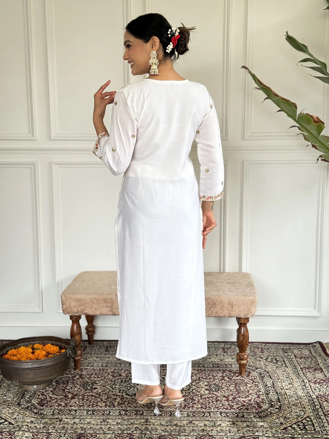 Viscose Chanderi Salwar Kameez | Graceful Embroidery for Festive & Wedding