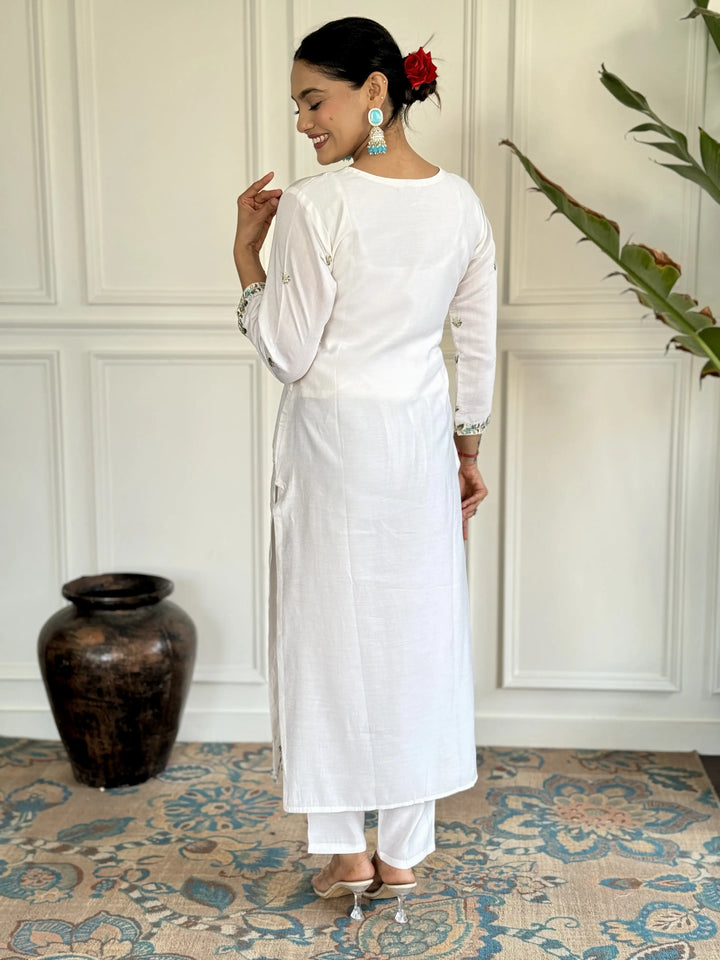 Viscose Chanderi Salwar Kameez | Graceful Embroidery for Festive & Wedding