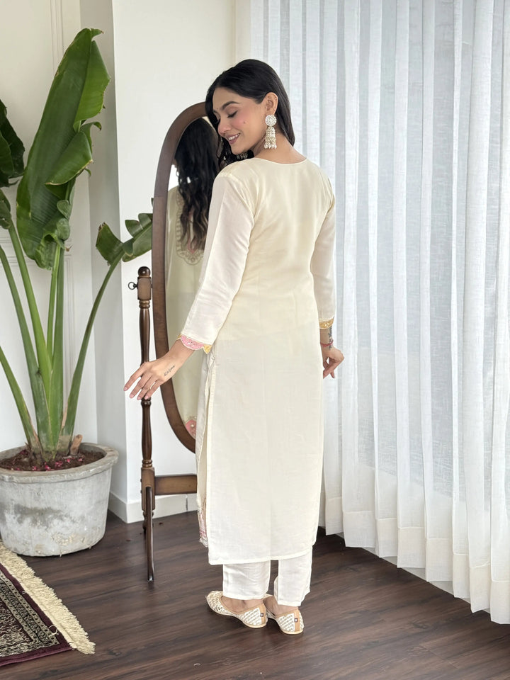 Viscose Chanderi Salwar Kameez | Graceful Embroidery for Festive & Wedding