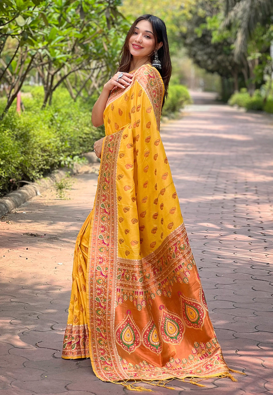Tussar Silk Saree | Elegant Woven Jari Designer and Madhubani Print Design
