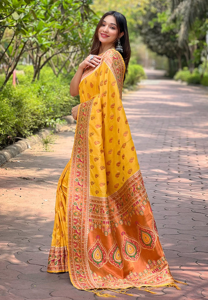 Tussar Silk Saree | Elegant Woven Jari Designer and Madhubani Print Design