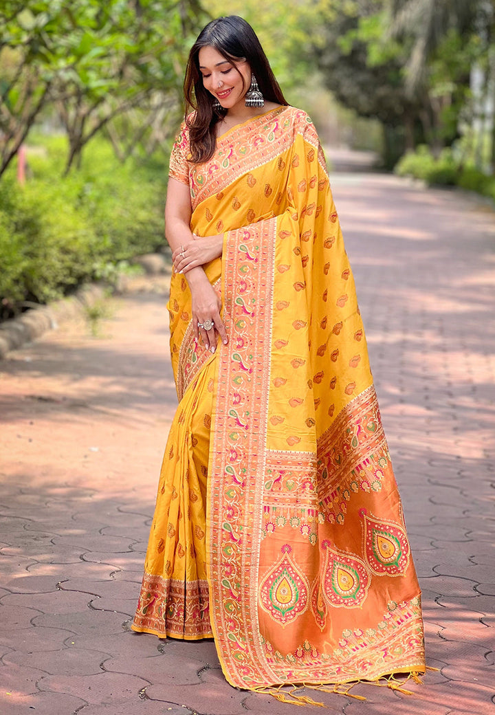 Tussar Silk Saree | Elegant Woven Jari Designer and Madhubani Print Design