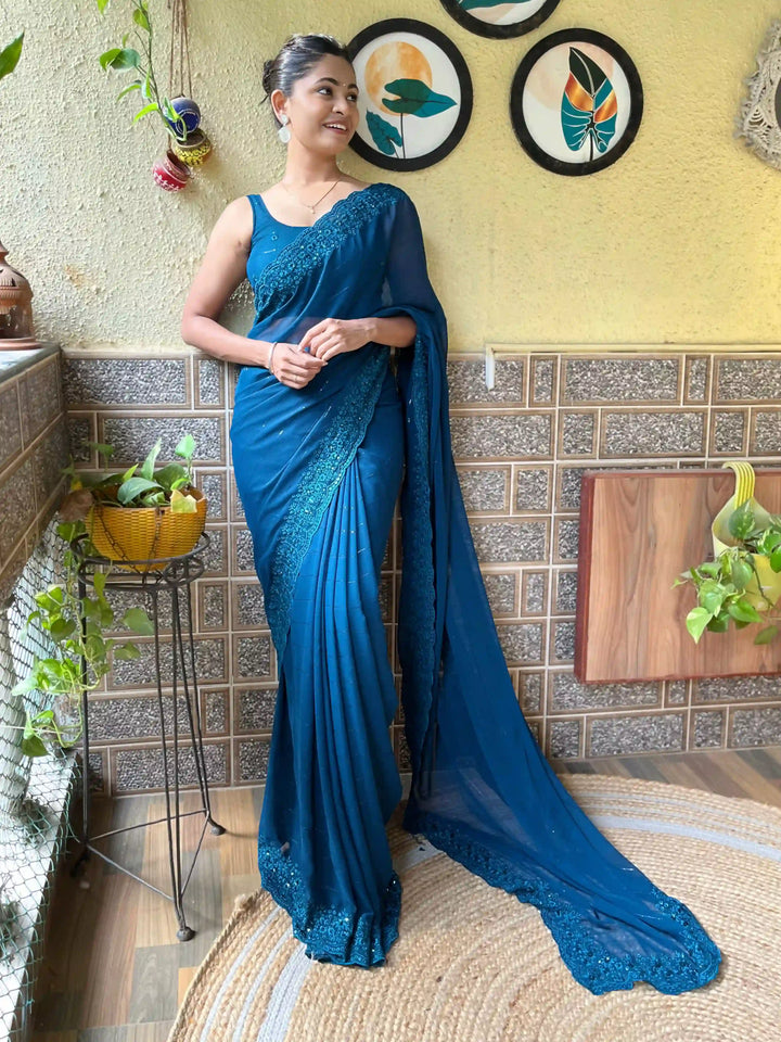 Designer Embroidered Georgette Saree | Perfect for Weddings & Special Events