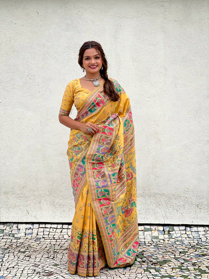 Elegant Pashmina-Silk Saree | Designer Wevon-Kashmiri-Meenakari Work