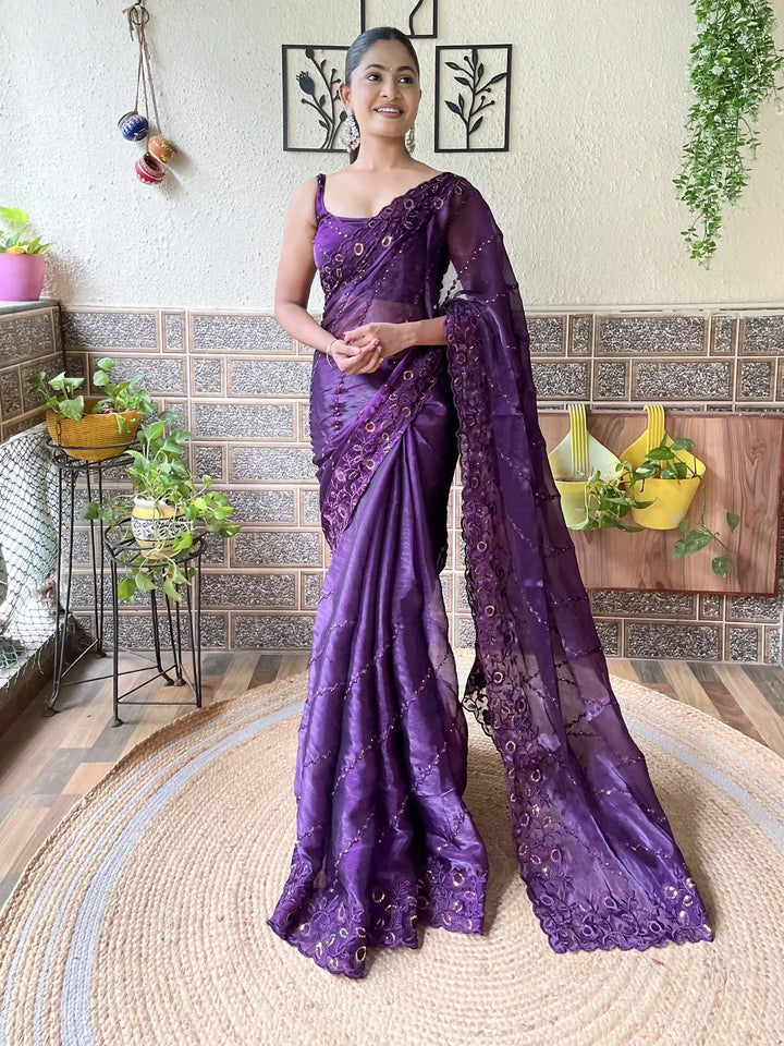 Designer Burburry  Saree | Beautified with Designer Thread,Sequance Embroidery Work Work