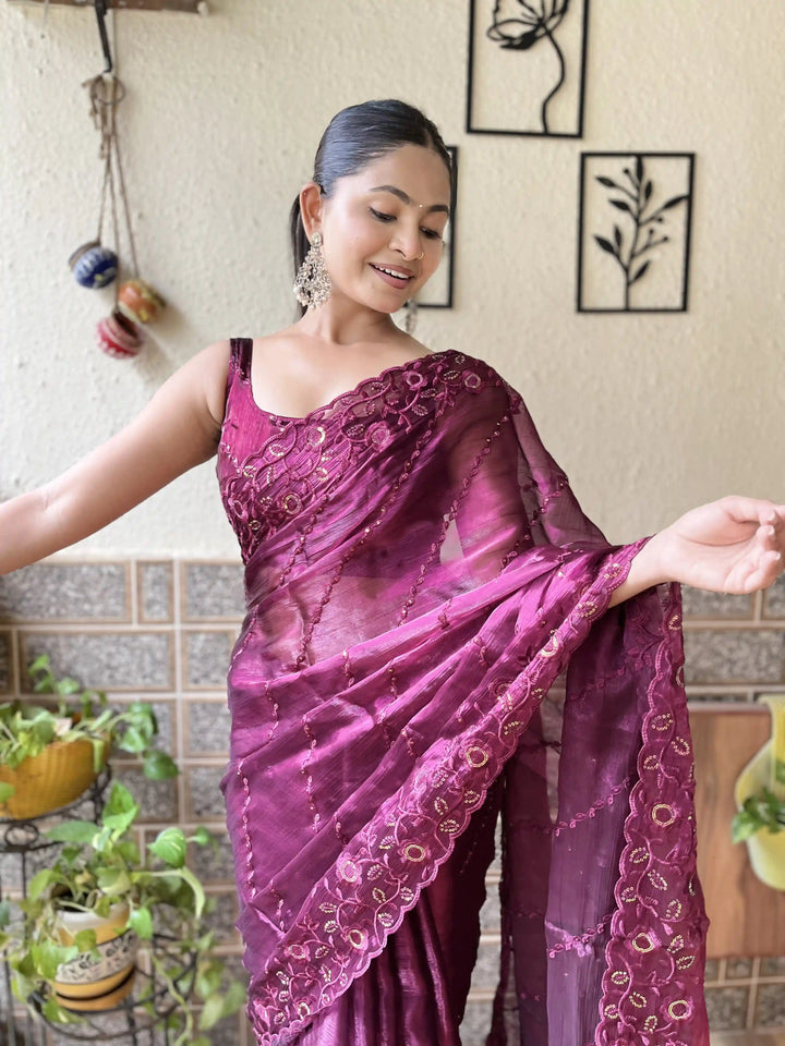 Designer Burburry  Saree | Beautified with Designer Thread,Sequance Embroidery Work Work