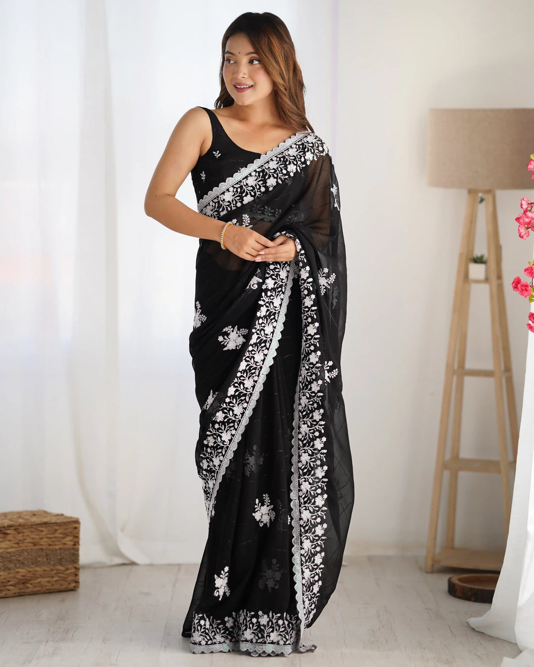 Designer Georgette Saree | Beautified with Thread Sequance Embroidery Work