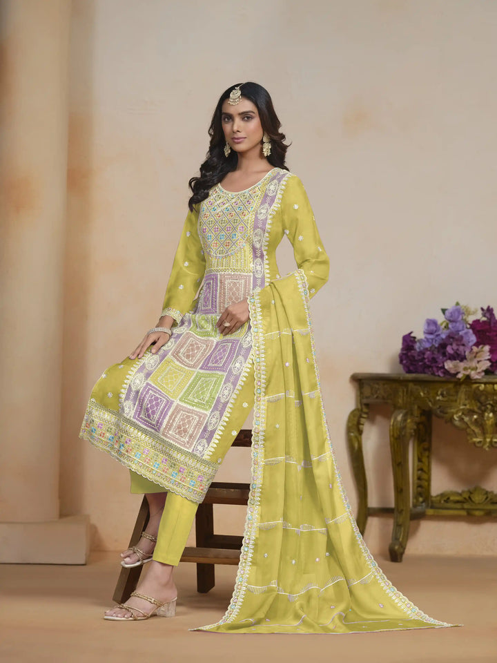 Elegant Embroidered Organza Salwar Kameez with Santoon Bottom | Festive Wear