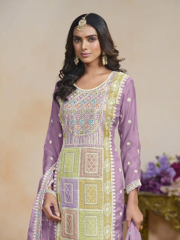 Elegant Embroidered Organza Salwar Kameez with Santoon Bottom | Festive Wear