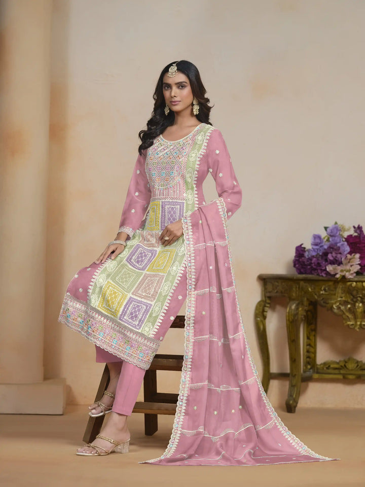 Elegant Embroidered Organza Salwar Kameez with Santoon Bottom | Festive Wear