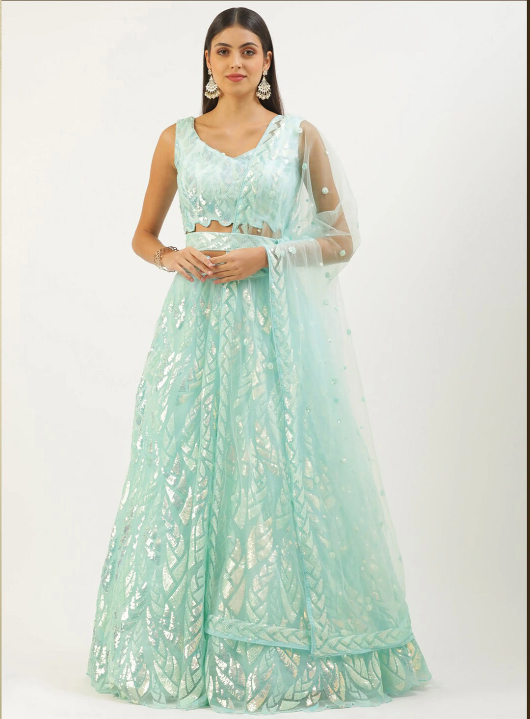 Designer Soft-Net Lehenga | Sequence Embroidery for Weddings & Events