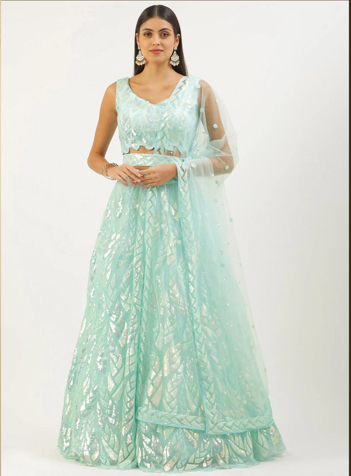 Designer Soft-Net Lehenga | Sequence Embroidery for Weddings & Events