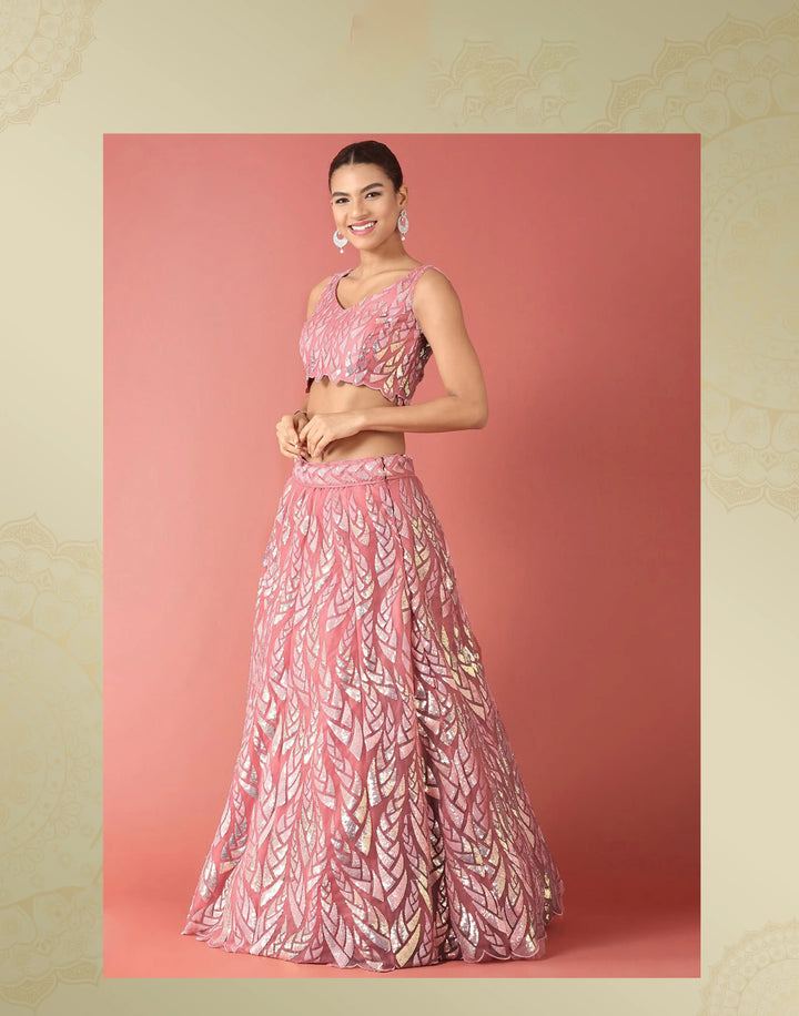 Designer Soft-Net Lehenga | Sequence Embroidery for Weddings & Events