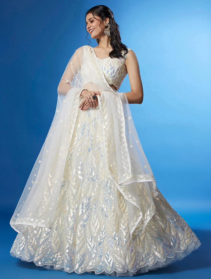 Designer Soft-Net Lehenga | Sequence Embroidery for Weddings & Events