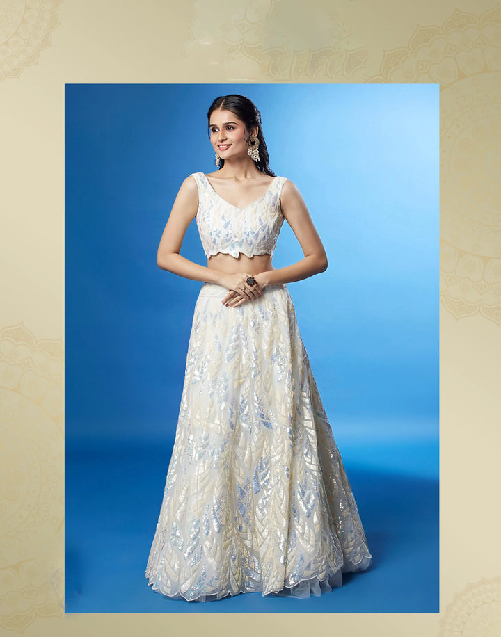 Designer Soft-Net Lehenga | Sequence Embroidery for Weddings & Events