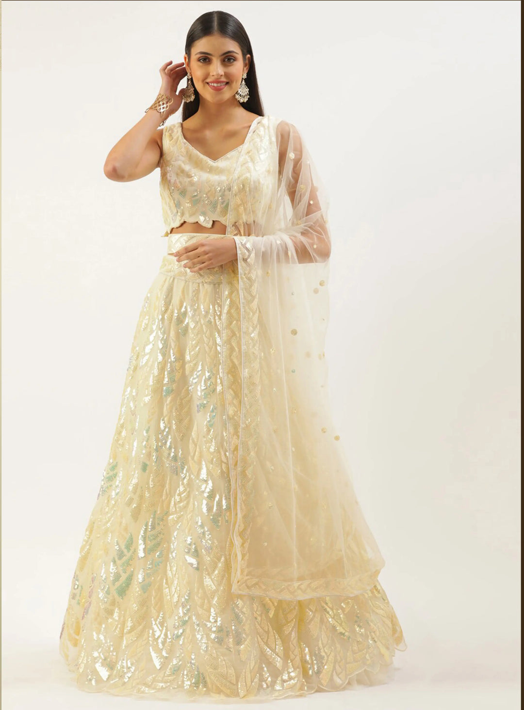 Designer Soft-Net Lehenga | Sequence Embroidery for Weddings & Events