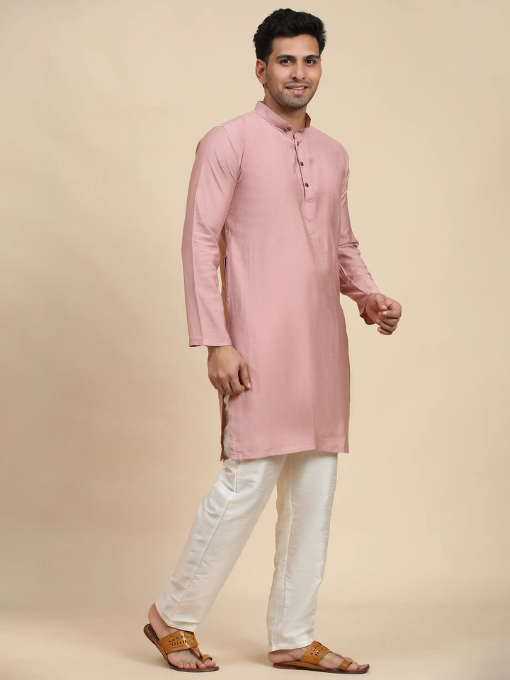 Pink Pure Cotton Kurta for Men | Traditional Festive and Casual Wear