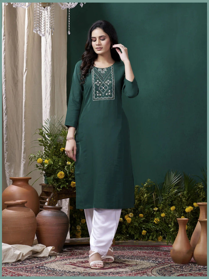 Comfortable Green Maaza Cotton Kurti Set | Indian Kurti for Women