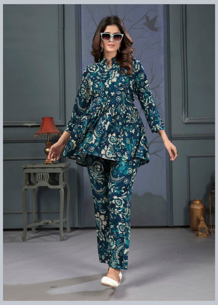 Designer Printed Co-Ord Set | Rayon Shirt and Pant Casual Co-Ord Outfits