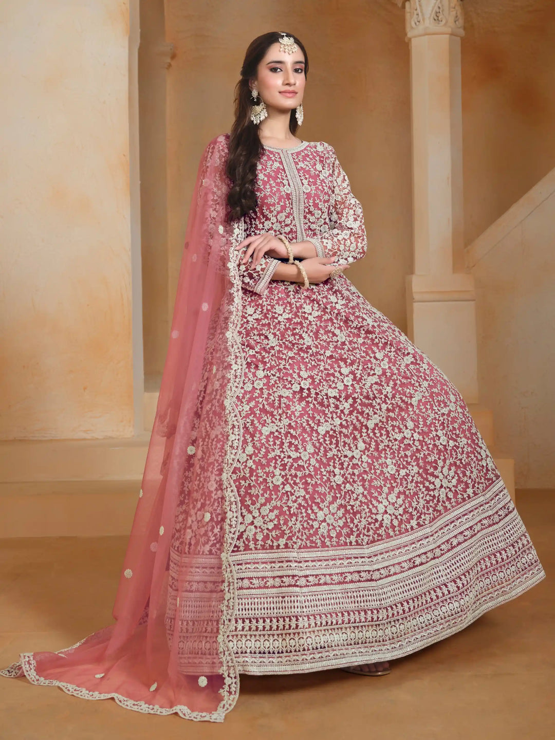 Stunning Designer Net Anarkali with Exquisite Embroidery | Perfect for Weddings & Festive Occasions
