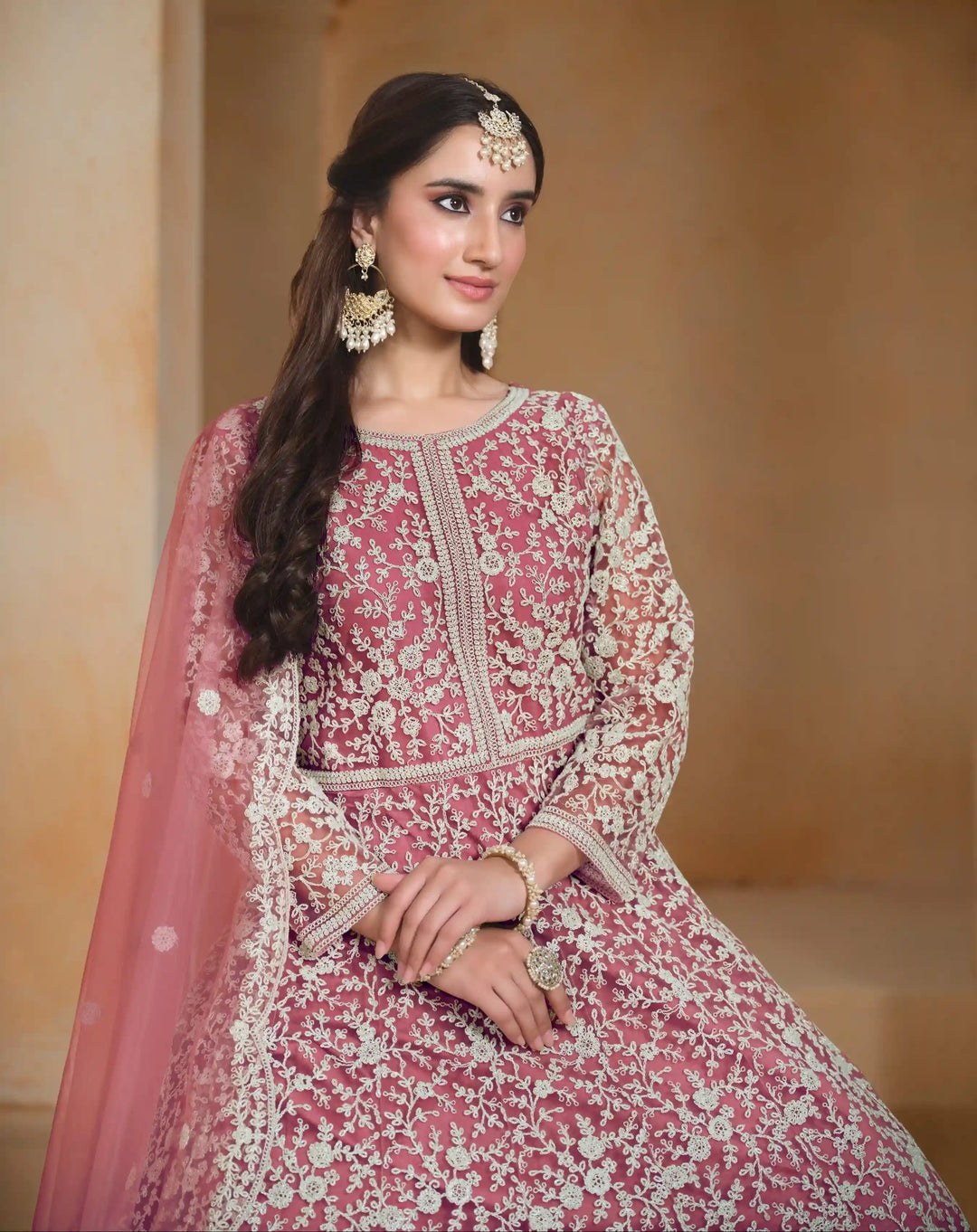Stunning Designer Net Anarkali with Exquisite Embroidery | Perfect for Weddings & Festive Occasions