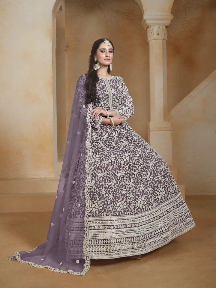 Stunning Designer Net Anarkali with Exquisite Embroidery | Perfect for Weddings & Festive Occasions
