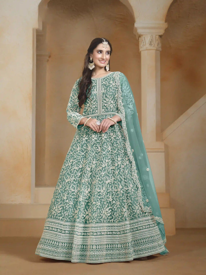 Stunning Designer Net Anarkali with Exquisite Embroidery | Perfect for Weddings & Festive Occasions