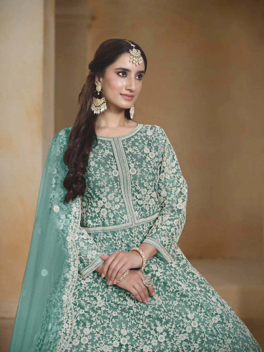 Stunning Designer Net Anarkali with Exquisite Embroidery | Perfect for Weddings & Festive Occasions