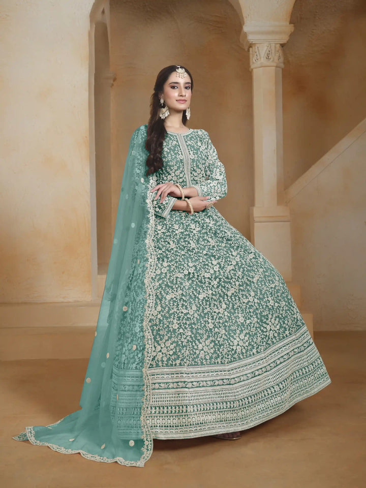 Stunning Designer Net Anarkali with Exquisite Embroidery | Perfect for Weddings & Festive Occasions