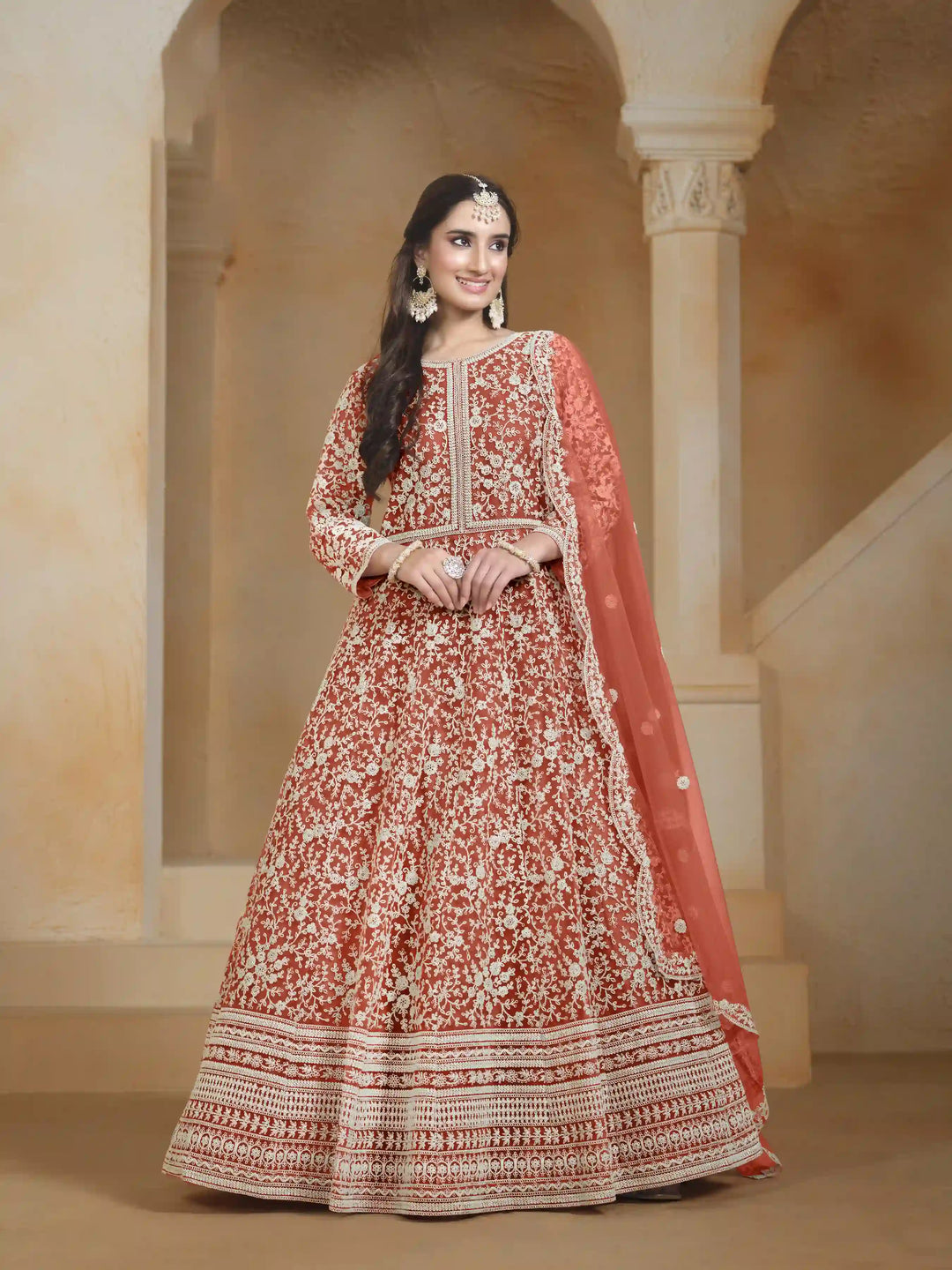 Stunning Designer Net Anarkali with Exquisite Embroidery | Perfect for Weddings & Festive Occasions