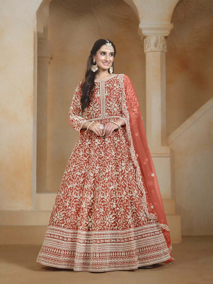 Stunning Designer Net Anarkali with Exquisite Embroidery | Perfect for Weddings & Festive Occasions