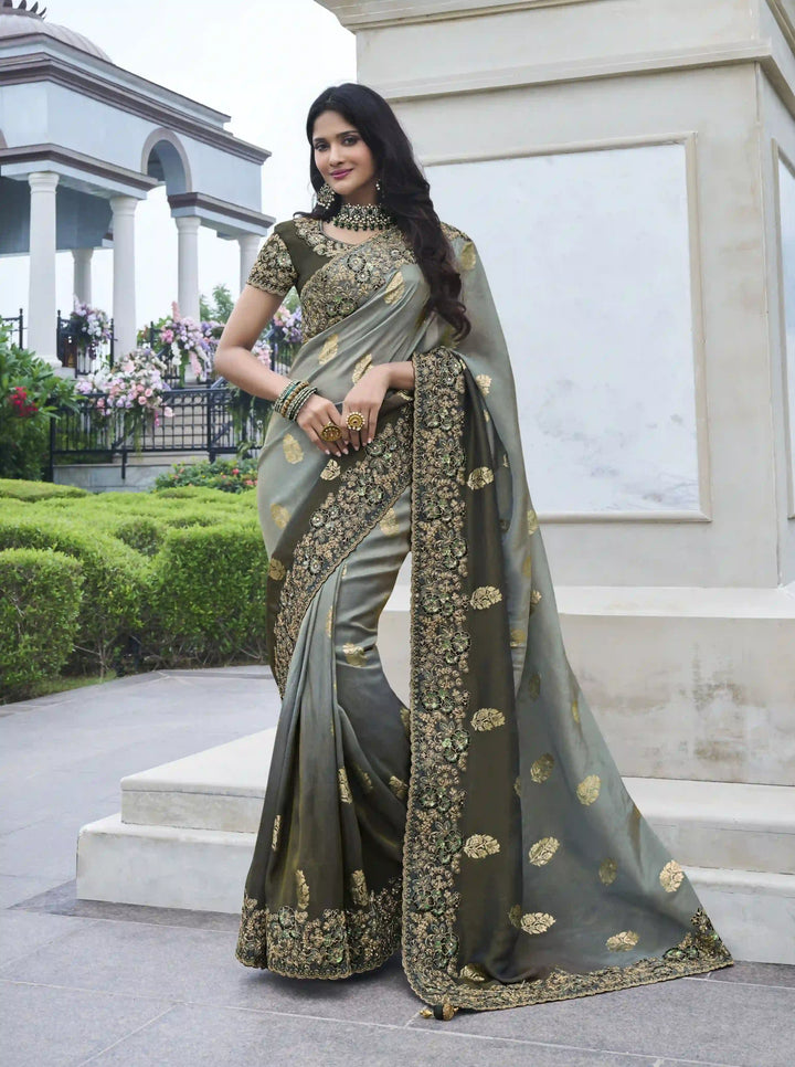 Elegant Heavy Embroidered Tissue-Silk Saree for Special Events | Festive Glamour