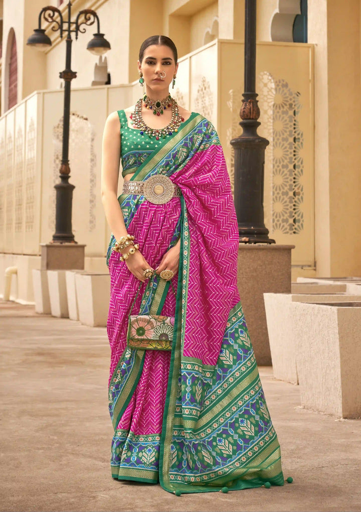 Elegant Weaving Jari Designer Patola Saree | Silk Blend for Special Events