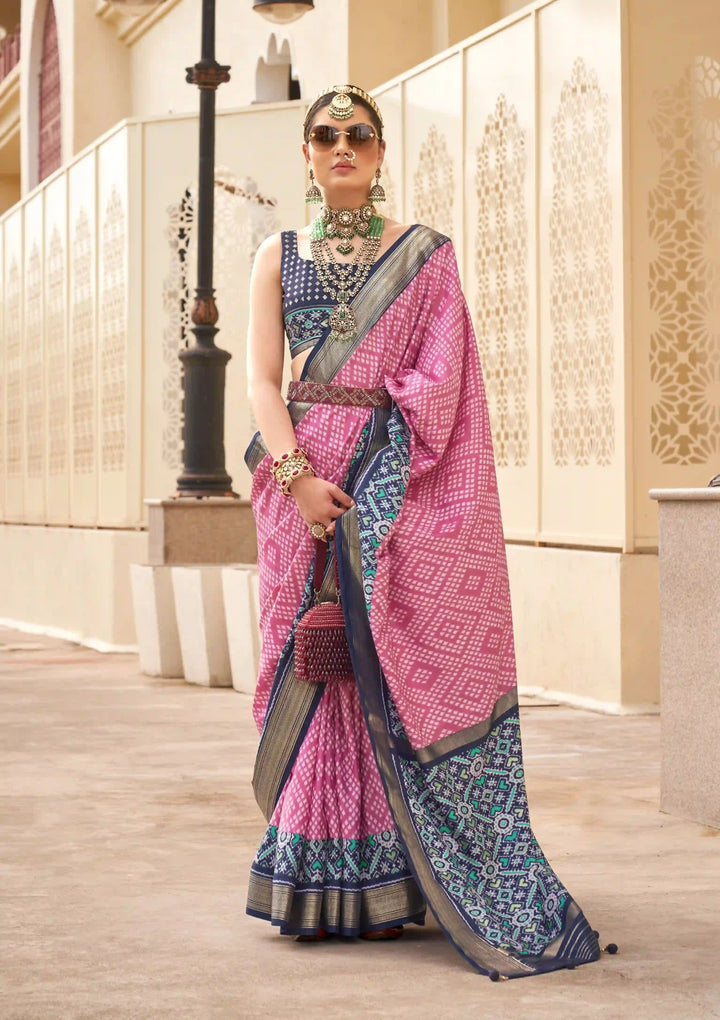 Elegant Jari Weaving Patola Printed P-V Silk Saree | Perfect for Weddings & Events