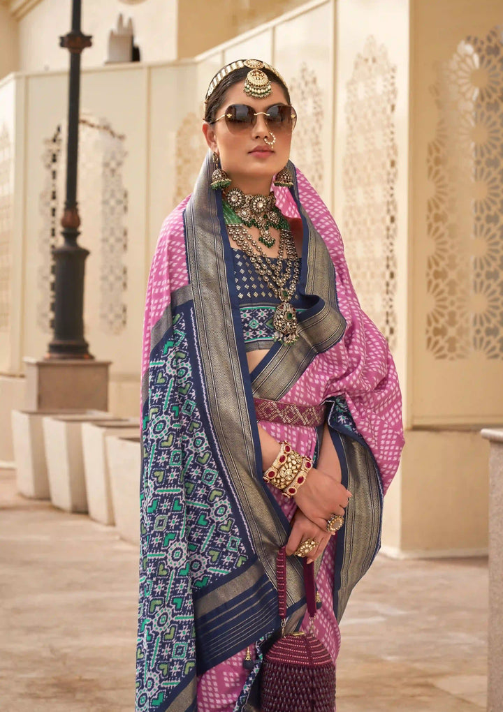 Elegant Jari Weaving Patola Printed P-V Silk Saree | Perfect for Weddings & Events