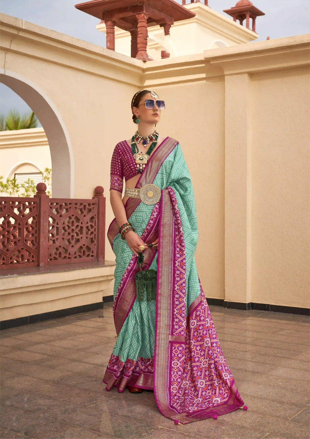 Elegant Jari Weaving Patola Printed P-V Silk Saree | Perfect for Weddings & Events