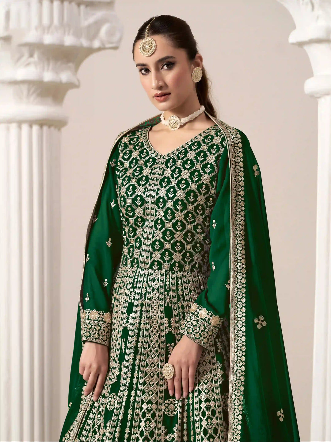 Stylish Faux Georgette Anarkali Suit with Embroidery for Weddings
