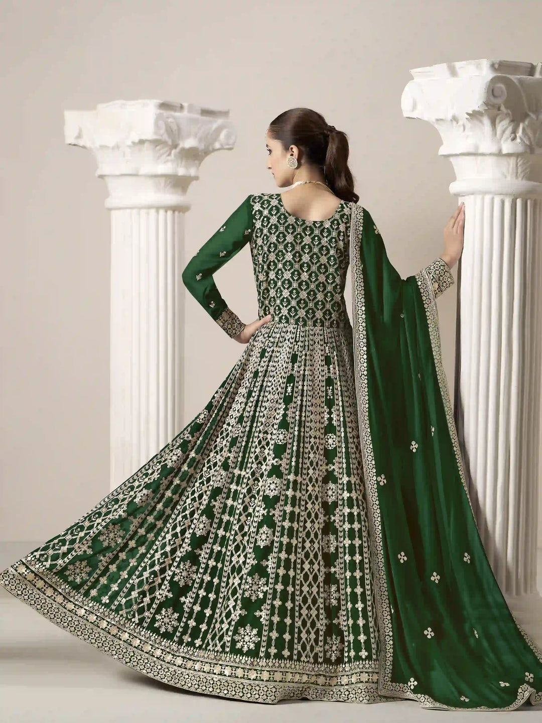 Stylish Faux Georgette Anarkali Suit with Embroidery for Weddings