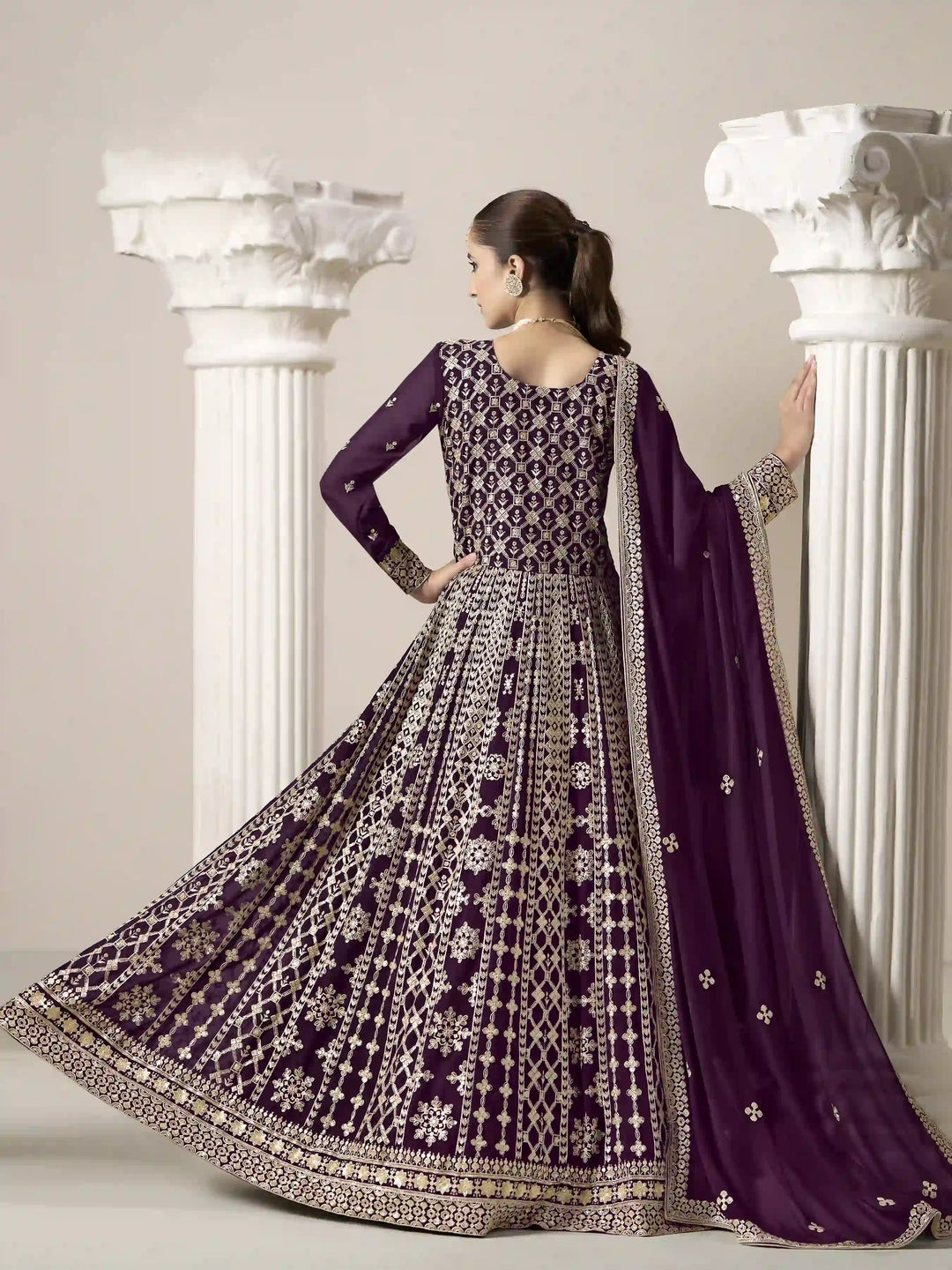 Stylish Faux Georgette Anarkali Suit with Embroidery for Weddings