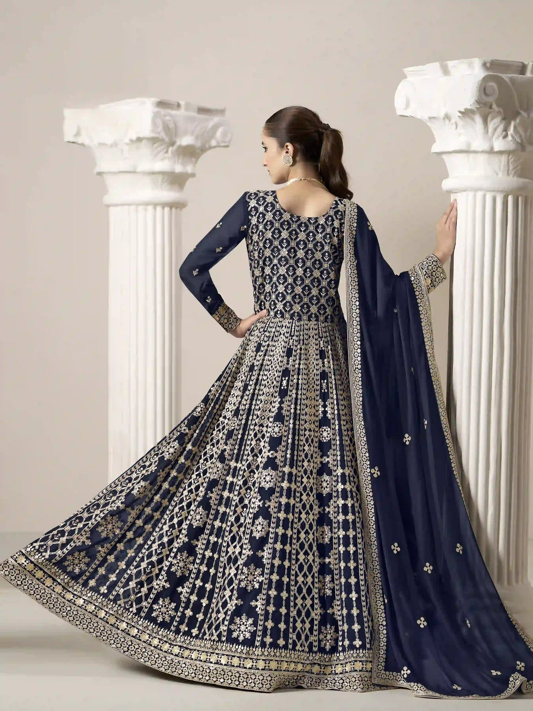 Stylish Faux Georgette Anarkali Suit with Embroidery for Weddings