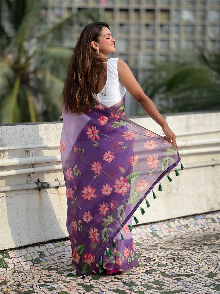 Luxurious Chanderi-Cotton Saree | Designer Digital Prints for Weddings