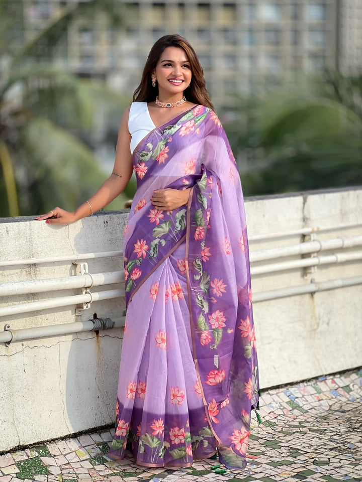 Luxurious Chanderi-Cotton Saree | Designer Digital Prints for Weddings