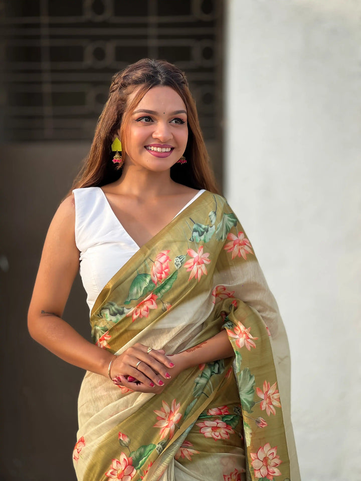 Luxurious Chanderi-Cotton Saree | Designer Digital Prints for Weddings