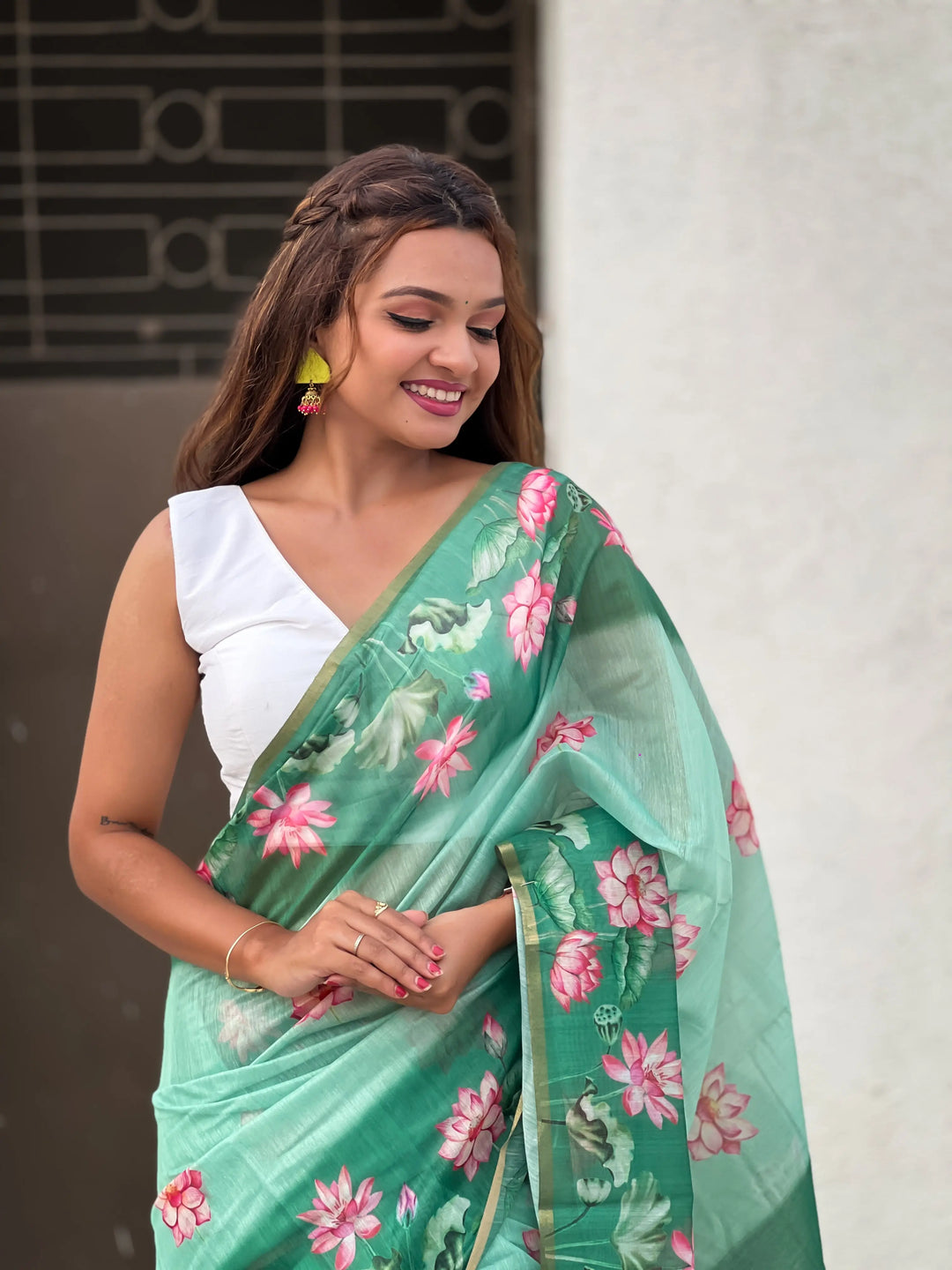 Luxurious Chanderi-Cotton Saree | Designer Digital Prints for Weddings