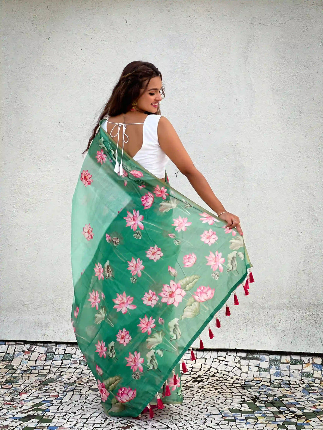 Luxurious Chanderi-Cotton Saree | Designer Digital Prints for Weddings