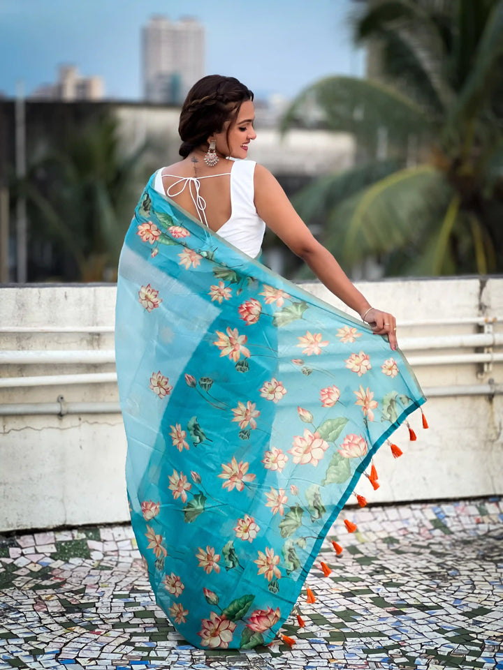 Luxurious Chanderi-Cotton Saree | Designer Digital Prints for Weddings